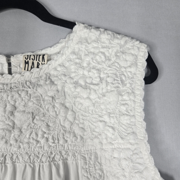 Sister Mary White Dress Size Large 100% Cotton Sleeveless Midi - Picture 10 of 16